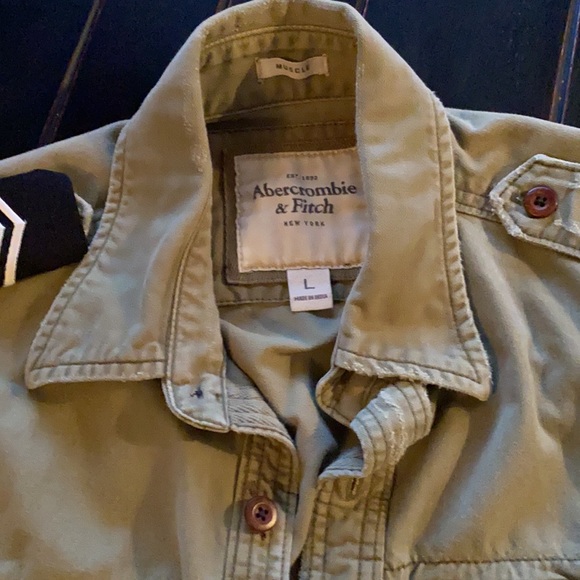 Abercrombie & Fitch Olive Green Shirt Jacket - Picture 2 of 6